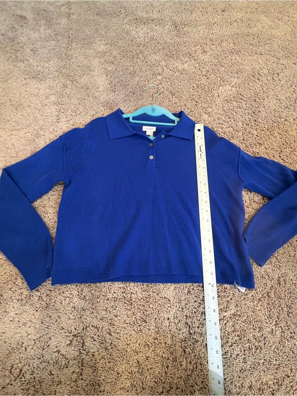 Small Anthropologie pilcro Jensen cashmere cropped collar sweater sapphire blue - Picture 13 of 14